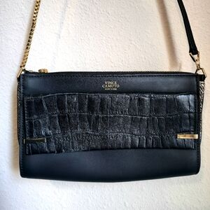 Vince Camuto Black Karma Croco Embossed Crossbody Bag